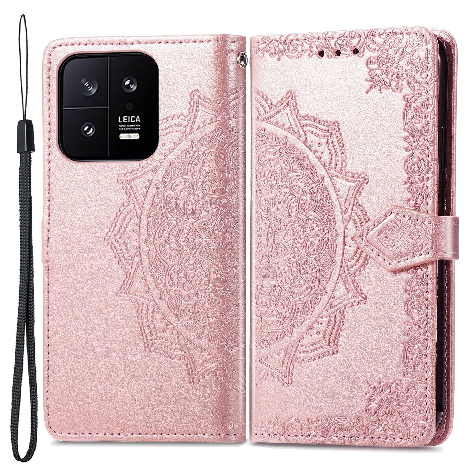 For Xiaomi 13 5G PU Leather Embossed Mandala Pattern Flip Case Magnetic Closure Stand Wallet Phone Cover with Strap For Xiaomi 13 5G PU Leather Embossed Mandala Pattern Flip Case Magnetic Closure Stand Wallet Phone Cover with Strap